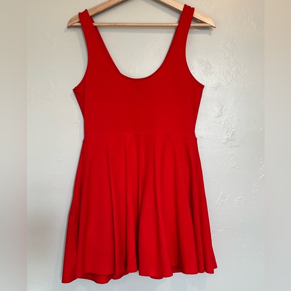 Express Red Skater Dress Built in Shorts Wired V Neck - Picture 9 of 15